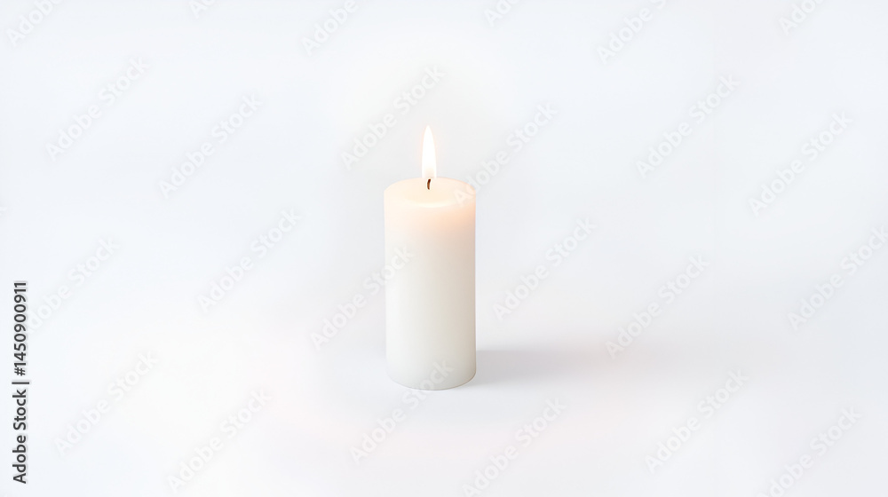 White unlit candle on a white background with soft shadows. White unlit candle on a white background with soft shadows.