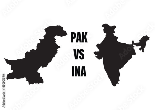 Pakistan VS India War on black background  with Pakistan and India Flag and maps