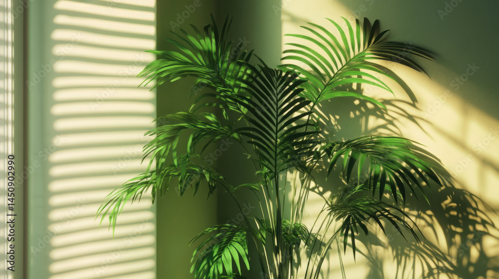 Fototapeta premium Tropical Serenity: Areca Palm Enhancing Interior Spaces