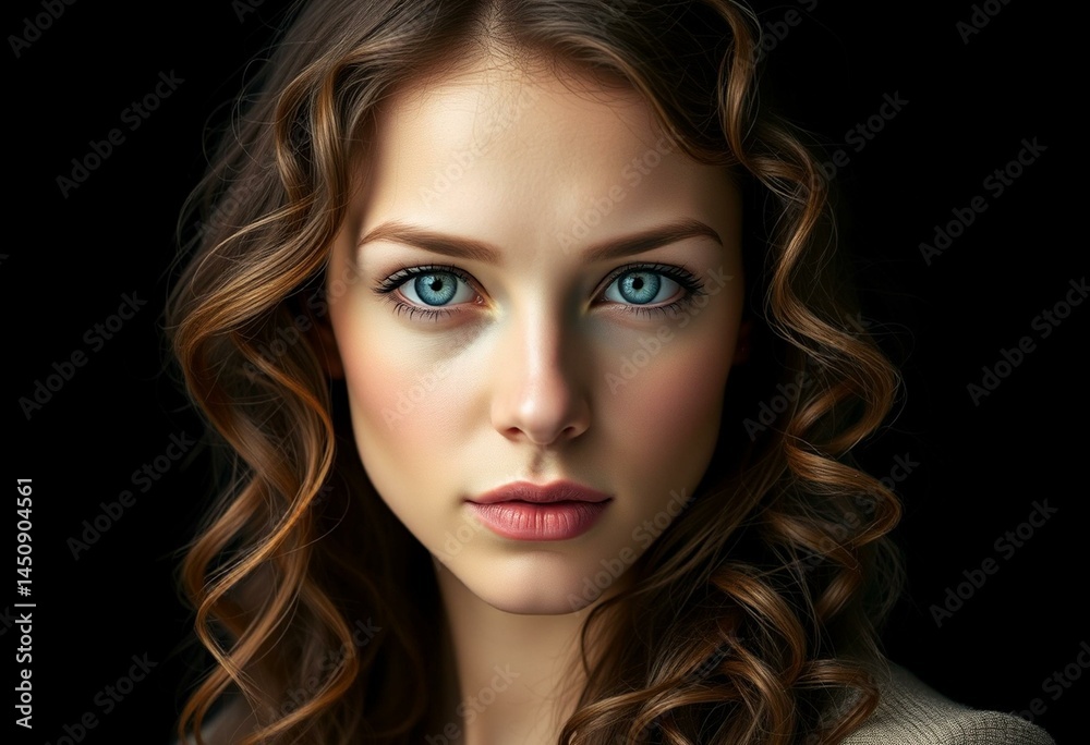 Fototapeta premium Female portrait on black background