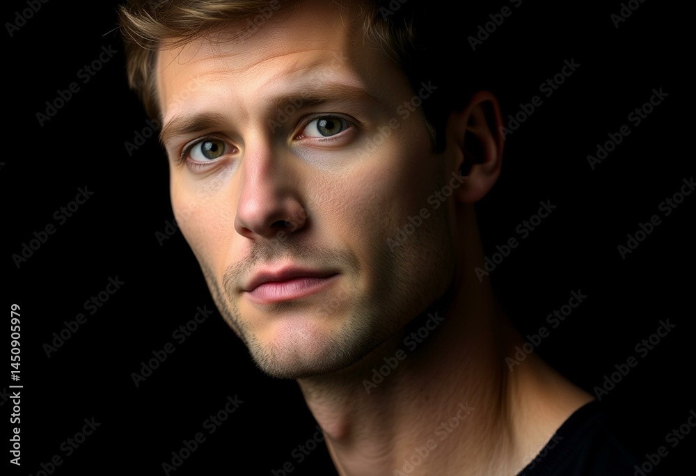 Fototapeta premium Male portrait on black background