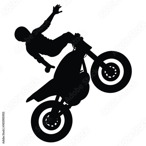 Motorcycle Wheelie Trick Silhouette