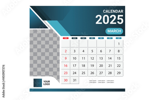 Modern 2025 March Calendar Template for Branding.