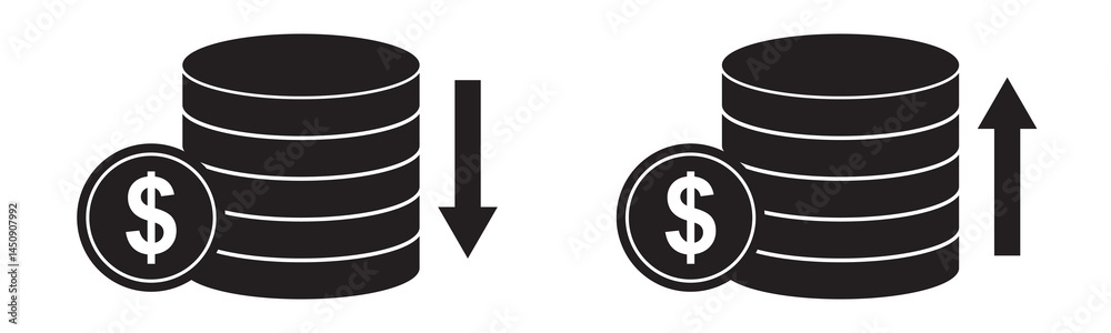 Cost reduction icon Thin line art isolated Cost reduction icon Thin line art isolated