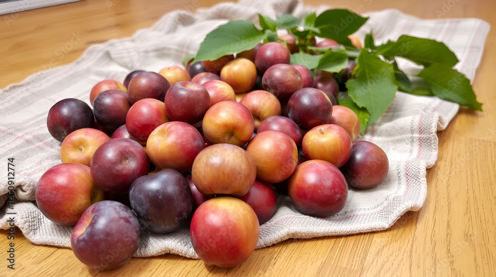 D'agen plums on a blanket on the floor waiting to be picked. D'agen plums on a blanket on the floor waiting to be picked.