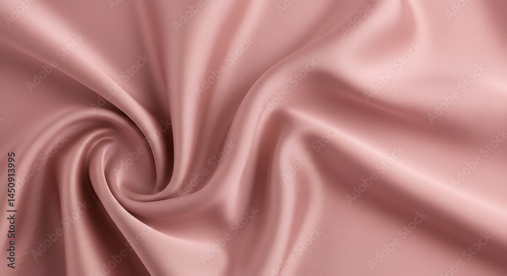 Fototapeta premium Close up of swirling rose colored fabric with elegant silky texture and smooth surface