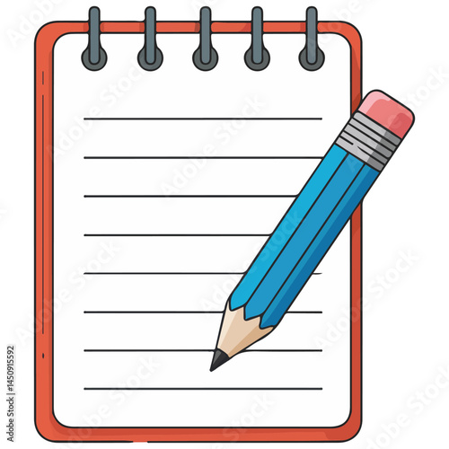 Pencil eraser and notebook isolated vector illustration on white background