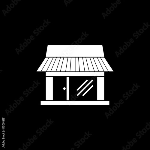 Building shop store icon isolated on black background