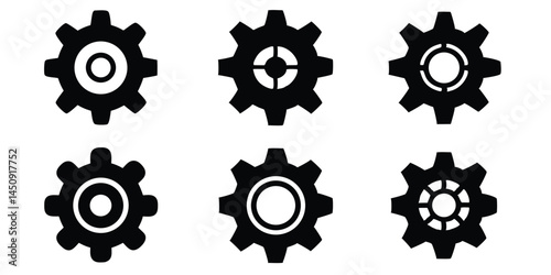 set of vector settings icon silhouette