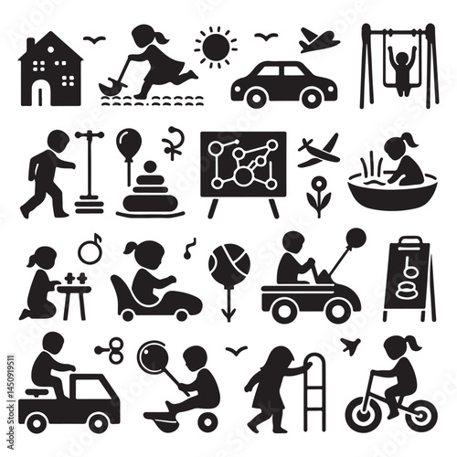 Wallpaper Mural Toddler child activity vector illustrator Torontodigital.ca