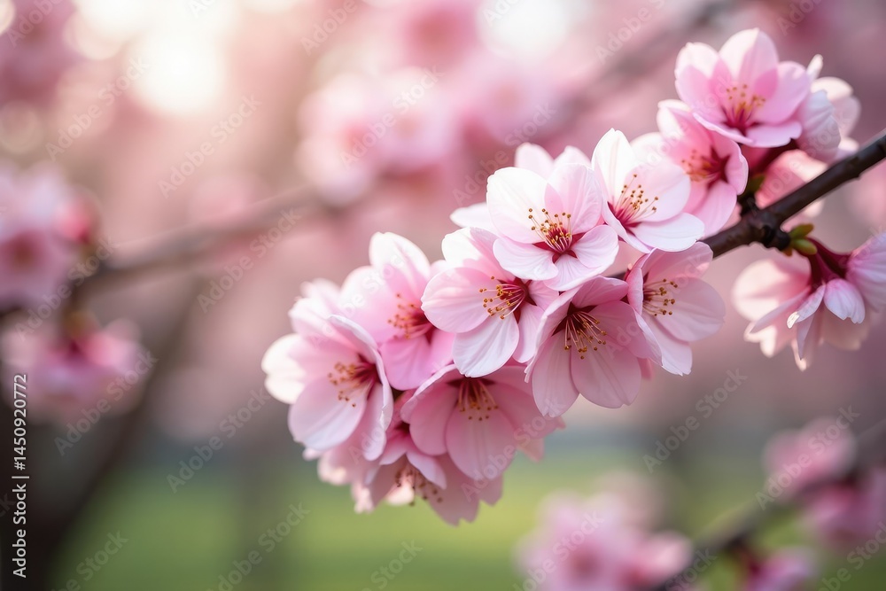Delicate pink cherry blossoms, full bloom, soft focus, beauty, spring, nature Delicate pink cherry blossoms, full bloom, soft focus, beauty, spring, nature