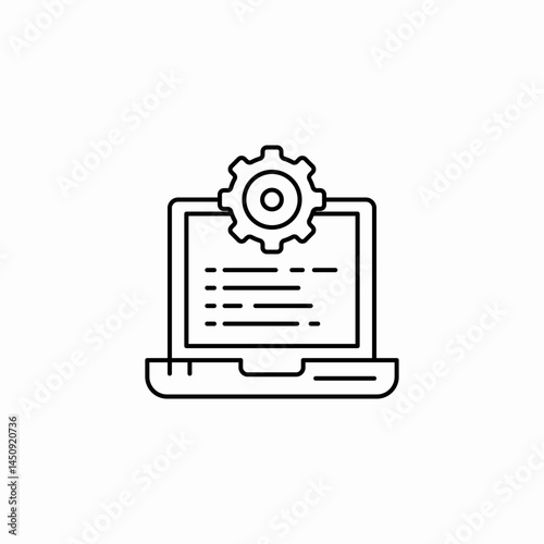 mechanism process settings or system management on laptop screen icon sign vector