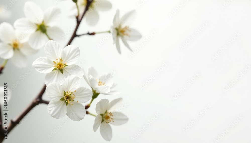 Obraz premium Delicate white blossoms against pure white backdrop, delicate, design
