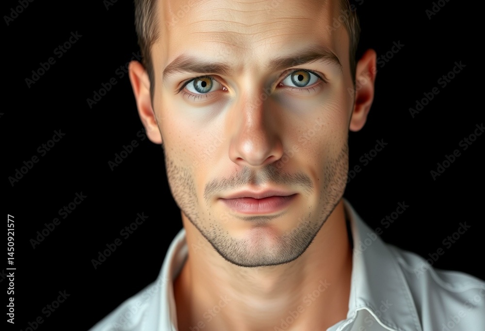 Fototapeta premium Male portrait on black background