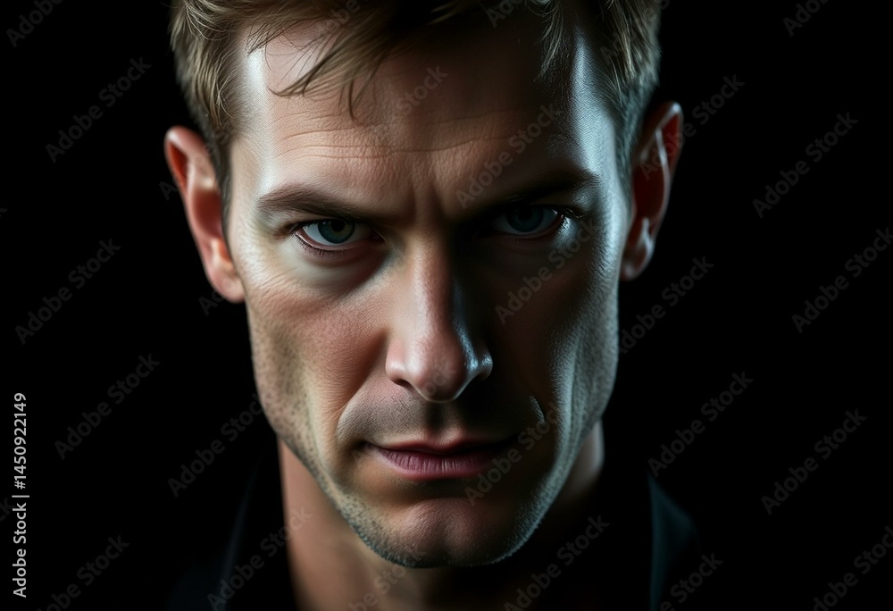Fototapeta premium Male portrait on black background