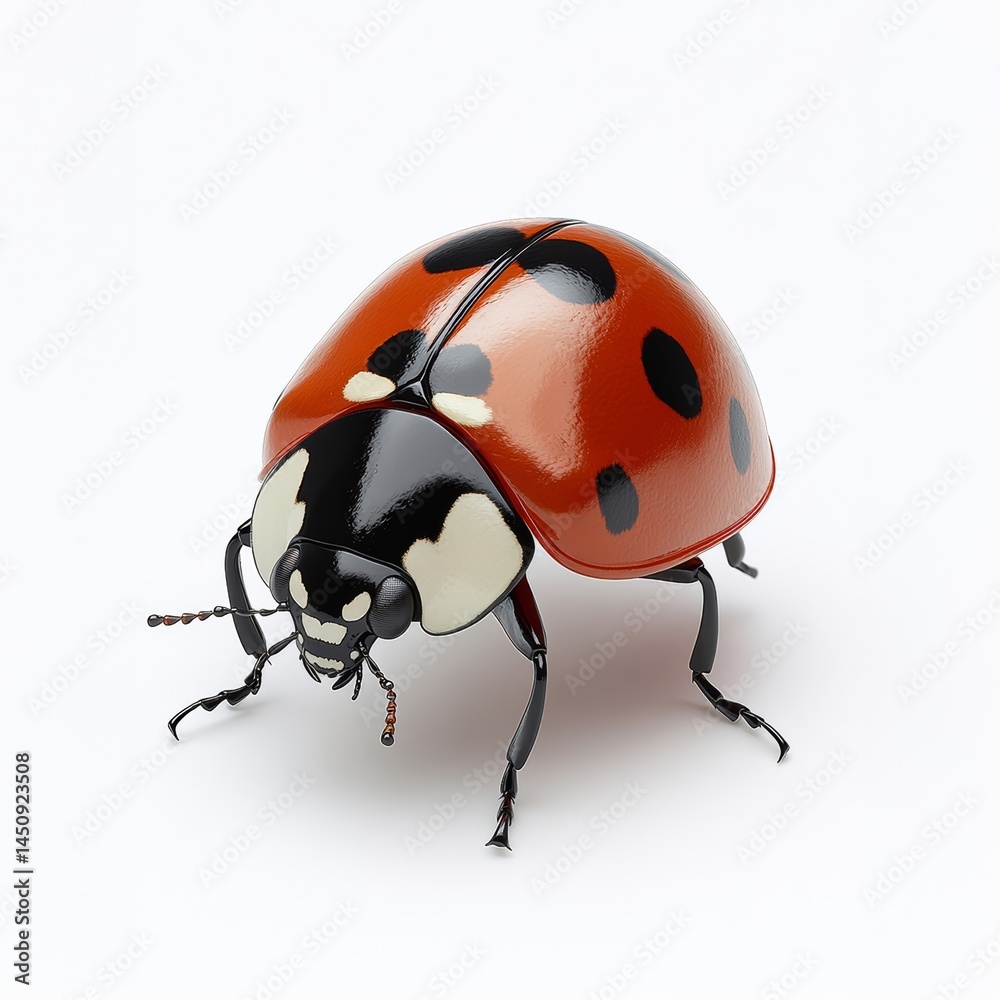 Naklejka premium Studio side view of a ladybug on a white background