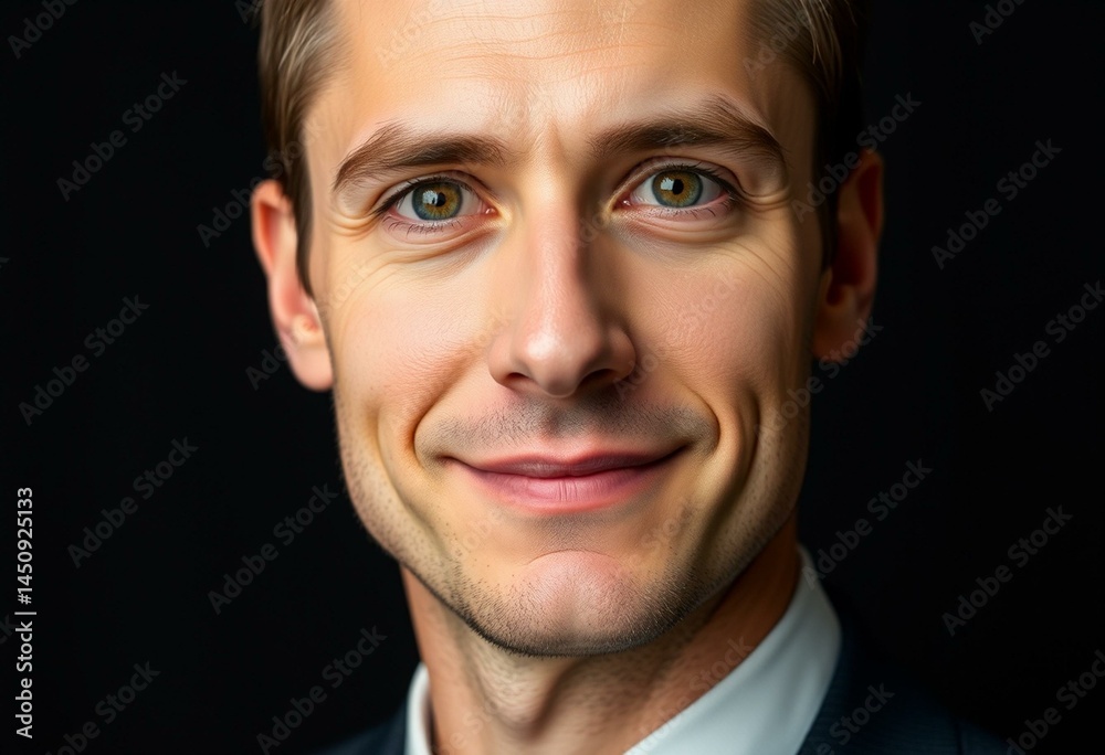 Obraz premium Male portrait with neutral expression on black background
