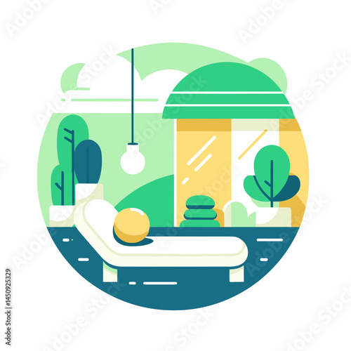 Detox Wellness Retreat Scene in Minimalist Style  