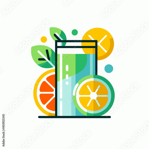Fruit-infused detox water in a glass with citrus fruits and leaves  