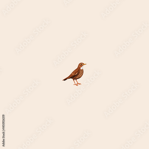 Colorful song thrush bird icon flat vector design.