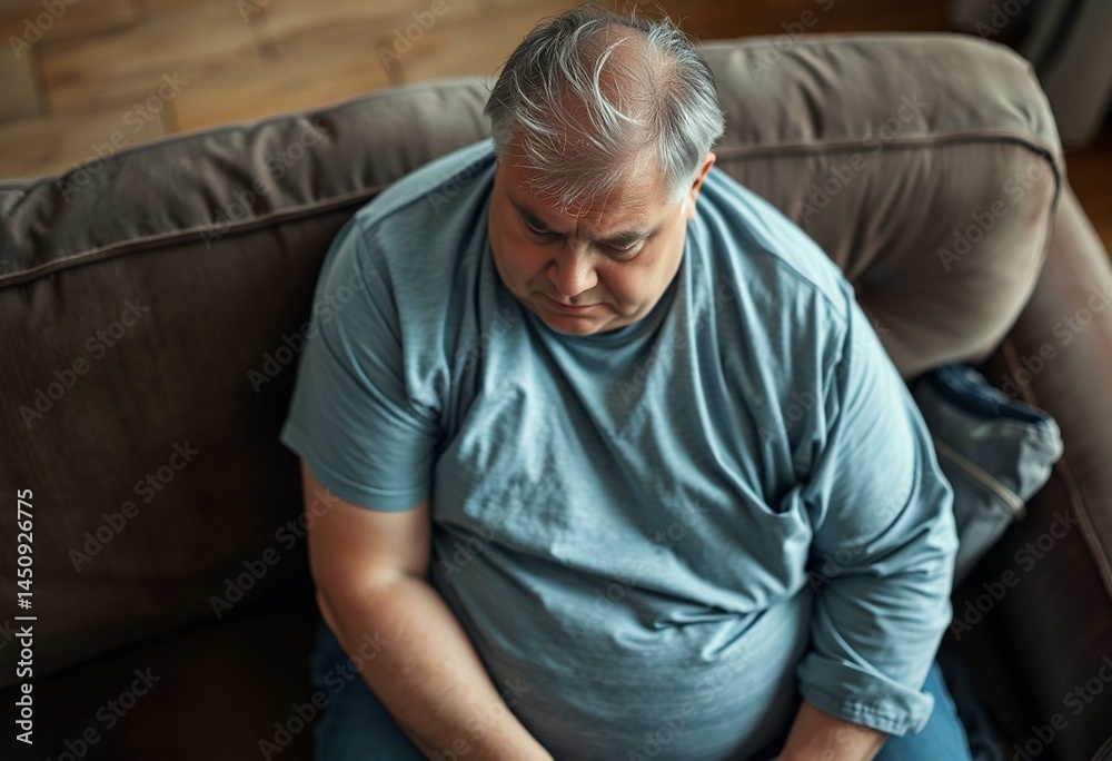 Obraz premium Portrait of a melancholic overweight male