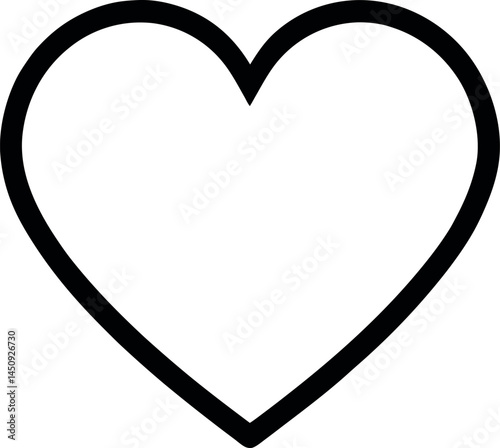 Simple Black Heart Outline on transparent Background