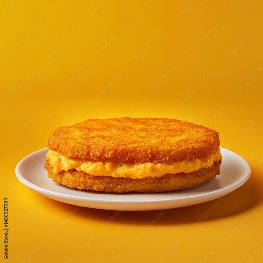 Hash brown and cheese sandwich on a muffin Hash brown and cheese sandwich on a muffin