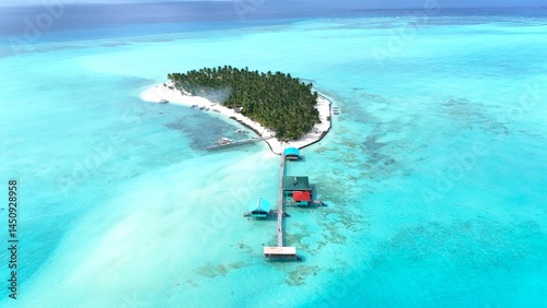 Aerial View of Onok Island, Balabac Region, Philippines – Tropical Beach, Clear Water, and Coral Reefs photo