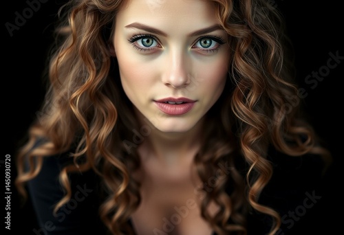 Female portrait on black background