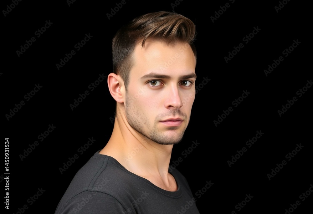 Fototapeta premium Male portrait on black background