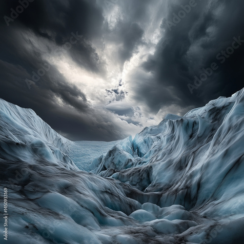 Icy Majesty: Storm Over Glacial Peaks