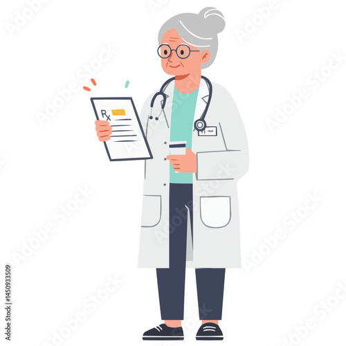 Elderly woman holding prescription - senior lady carefully examining medication prescription, her face showing concern and wisdom of life experience in medical matters.
