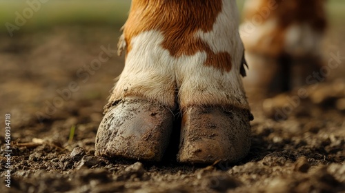 Close-up of a Cow's Hooves in Muddy Soil