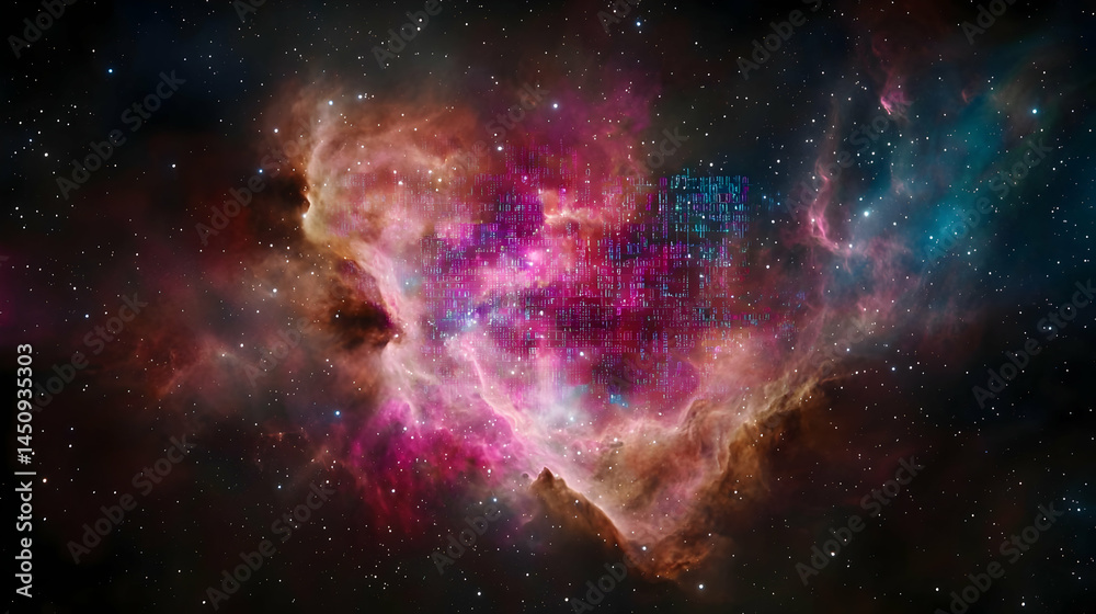 Fototapeta premium Colorful Deep Space Nebula with Starry Patterns