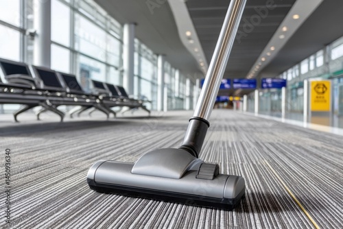 Wallpaper Mural Vacuum cleaning carpet in airport terminal, waiting area seats in the background. Torontodigital.ca