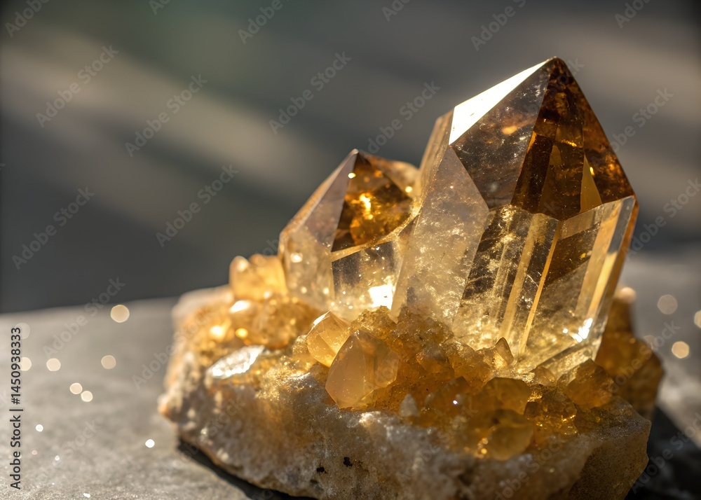 Golden Crystal Prism on White Surface