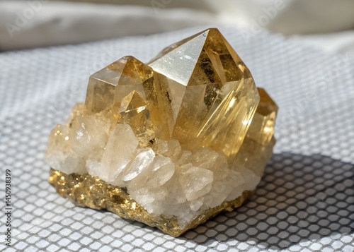 Close-Up of Golden Quartz Crystal Cluster
