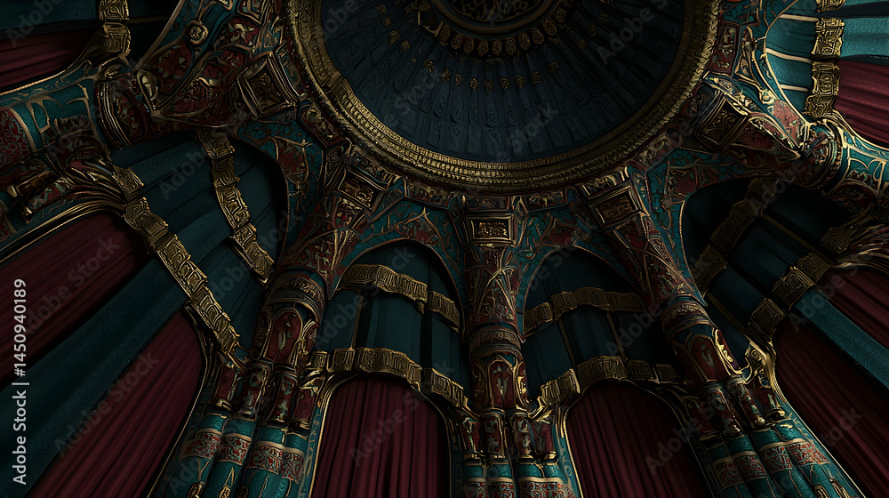 Obraz premium Ornate Vaulted Ceiling With Intricate Gold Details