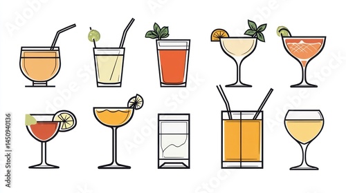 Wallpaper Mural Colorful Cocktails Illustration Torontodigital.ca