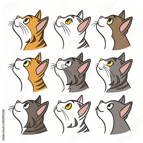 Cat face silhouette set bundle vector