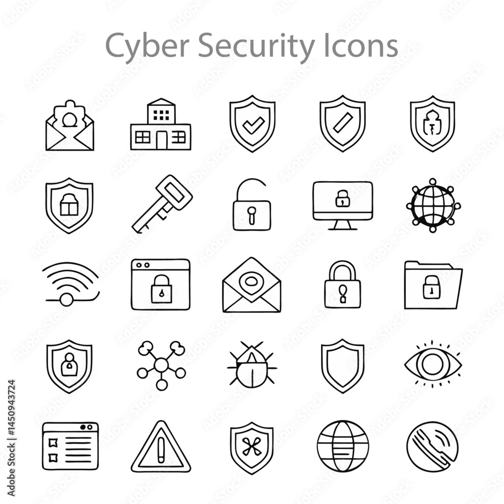 Cyber Security icons set  vector design 