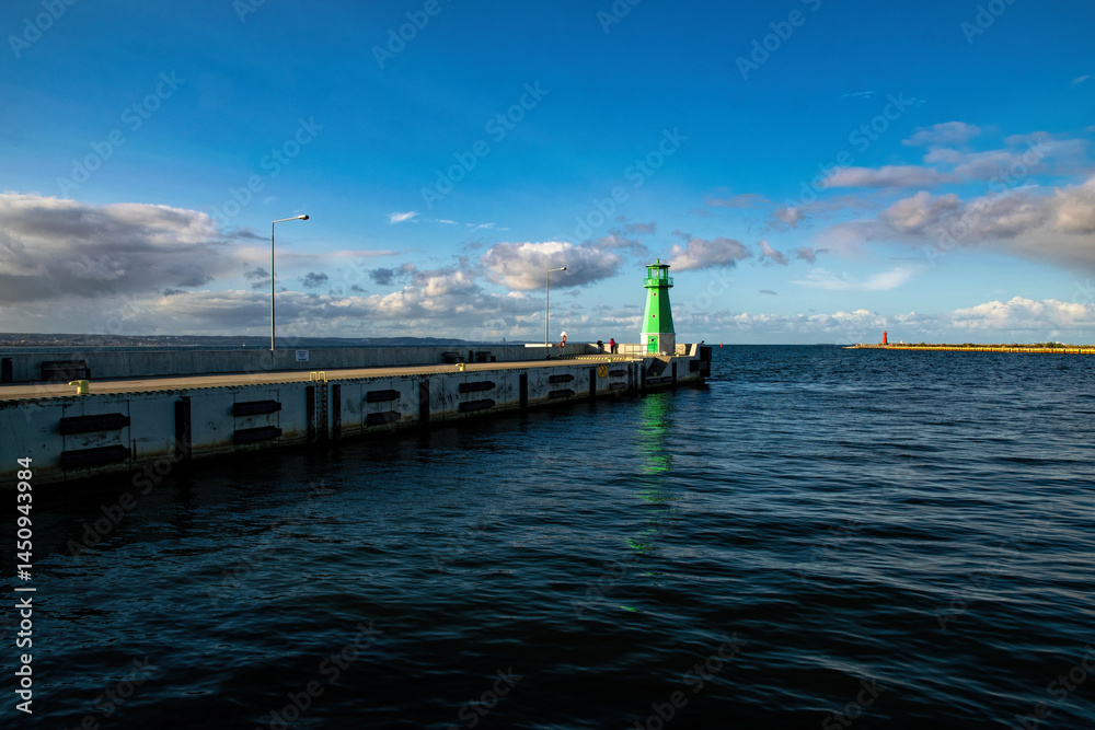 Obraz premium Old lighthouse in the port of Gdansk, Baltic Sea