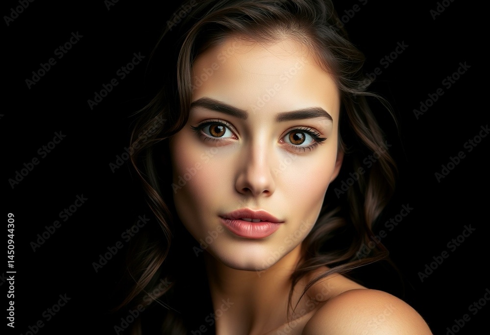 custom made wallpaper toronto digitalPhotorealistic female portrait on black background