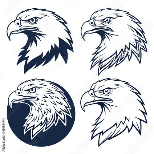 Eagle face silhouette set bundle vector