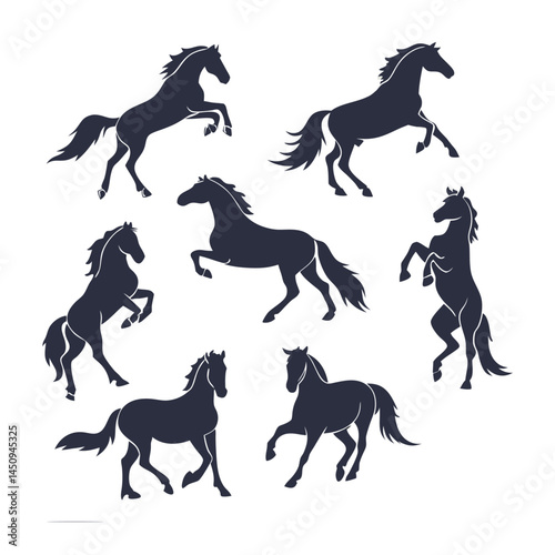 Horse silhouette set bundle vector