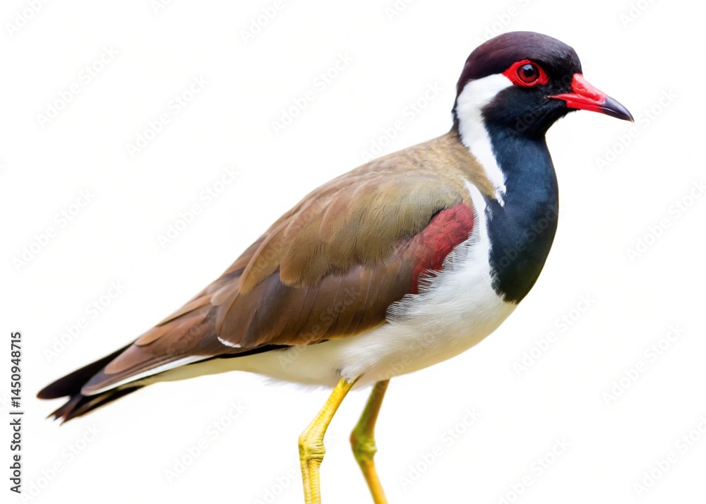 red-wattled lapwing isolated on white background red-wattled lapwing isolated on white background