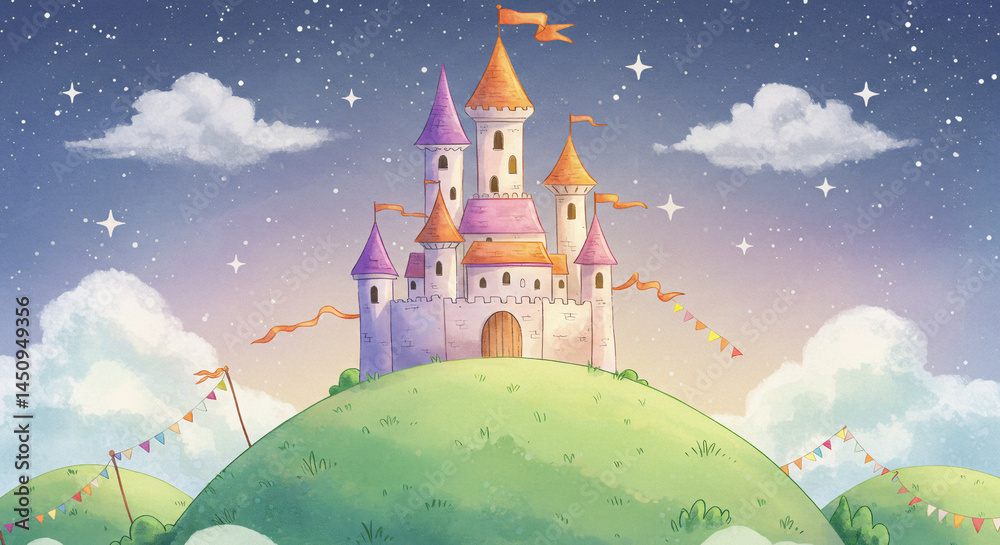 Naklejka premium Castle Under the Stars