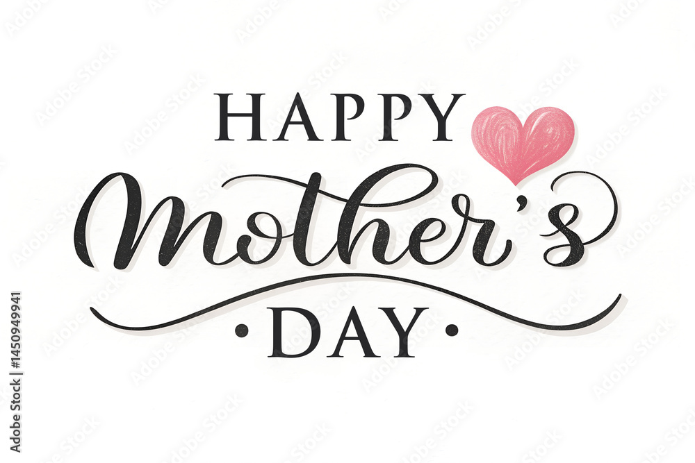 Obraz premium elegant happy mother’s day greeting typography with heart – celebration card design