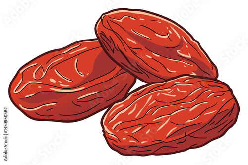 11 Dried raisins, macro photography, vibrant red color, wrinkled texture, shiny surface, isolated on white background, high detail, soft lighting, food photography, glossy appearance, transparent high