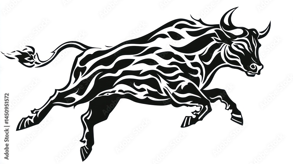 Obraz premium Fierce Bull Running, Abstract Design